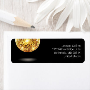 Modern Black and Gold Glam Disco Ball Elegant Chic