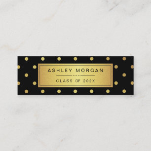 Modern Black and Gold Glitter Graduation Name Card