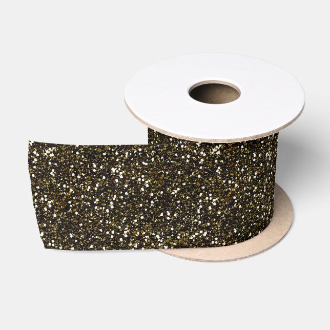 Modern Black And Gold Glitter Halloween  Satin Ribbon (Spool)