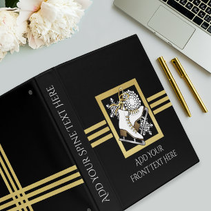 Modern Black and Gold Glitter Ice Skating Binder