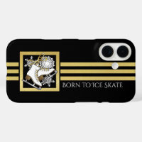 Modern Black and Gold Glitter Ice Skating