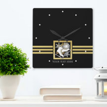 Modern Black and Gold Glitter Ice Skating