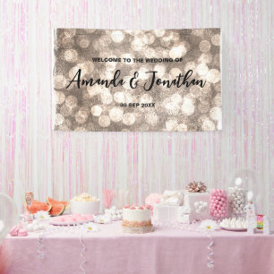 Modern Black and Gold Glitter Wedding Welcome Sign