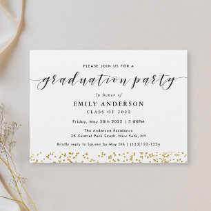 Modern Black and Gold Graduation Party Invitation