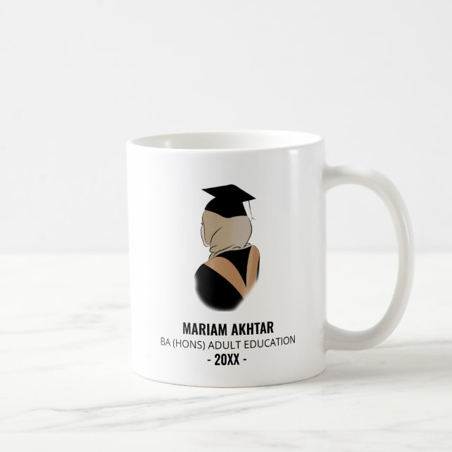 Modern Black and Gold Hijabi Graduation Coffee Mug (Right)
