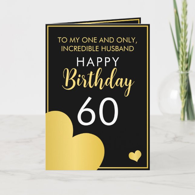 Modern Black and Gold Husband 60th Birthday Card (Front)
