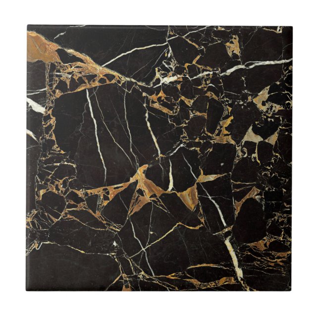 Modern Black and Gold Marble | Custom Tile (Front)