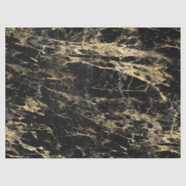 Modern Black and Gold Marble Pattern Tissue Paper (Front)