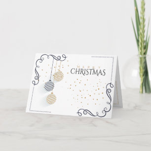 Modern Black and Gold  Minimal Holiday Baubles Card