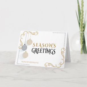 Modern Black and Gold  Minimal Holiday Baubles Card