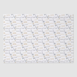 Modern Black and Gold Minimal Holiday Baubles Tissue Paper