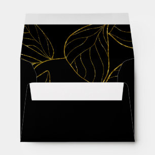 Modern Black and Gold  Return Address Envelope