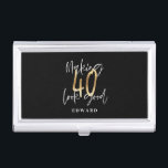 Modern black and gold typography 40th birthday business card holder<br><div class="desc">Modern black and gold typography 40th birthday  gift. Part of a elegant stylish collection.</div>