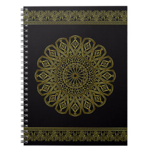 Modern Black and Golden Arabesque Design Notebook