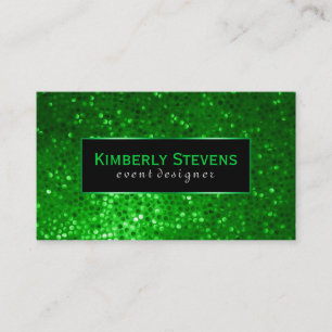 Modern Black And Green Glitter & Sparkles 2 Business Card