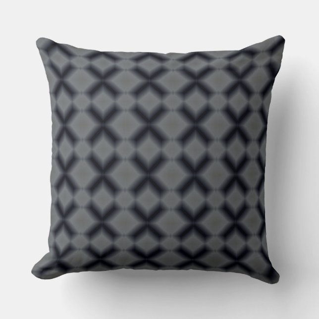 Modern Black and Grey Diamond Pattern Pillow (Front)