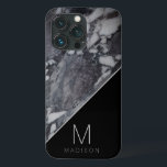 Modern Black and Grey Marble Stone Monogram Name iPhone 13 Pro Case<br><div class="desc">Modern Black and Grey Marble Stone Monogram Name and personalized custom Initial Letter. Makes a modern an stylish gift for family members,  Husband,  Wife,  Friends,  and more. Personalized phone wallet case! 

~ Check my shop to see the entire collection featuring this design!</div>