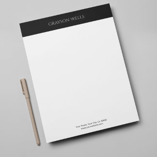Modern Black and Grey Minimalist Professional Letterhead