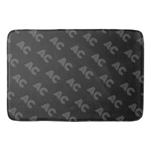 Modern Black and Grey Monogram Bath Mat