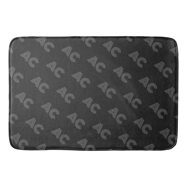 Modern Black and Grey Monogram Bath Mat (Front)