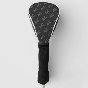Modern Black and Grey Monogram Golf Head Cover
