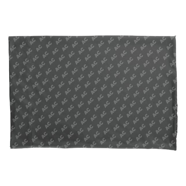 Modern Black and Grey Monogram Pillowcase (Front)