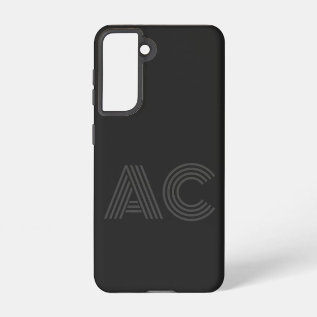 Modern Black and Grey Monogram Samsung Galaxy S21 Case (Back)