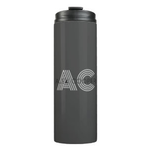 Modern Black and Grey Monogram Thermal Tumbler