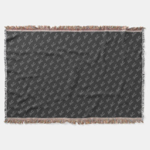 Modern Black and Grey Monogram Throw Blanket