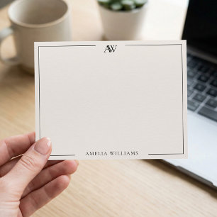 Modern Black and Ivory Minimalist Elegant Monogram Card