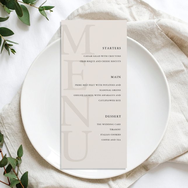 Modern Black and Ivory Minimalist Wedding Menu (Creator Uploaded)