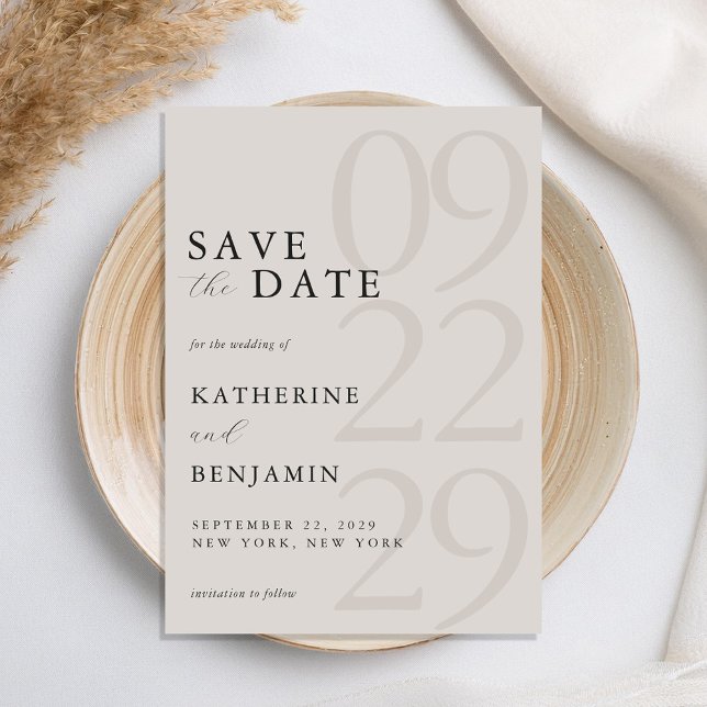 Modern Black and Ivory Minimalist Wedding Save The Date (Creator Uploaded)