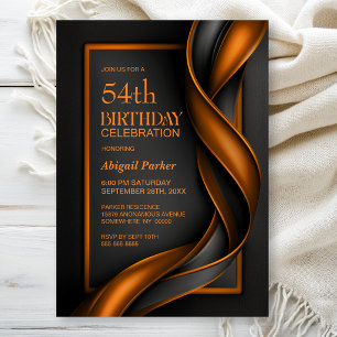 Modern Black and Orange Birthday Party Invitation