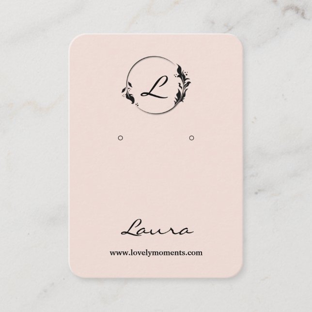 Modern Black and Pastel Pink Earring Display Card (Front)