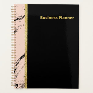 Modern black and pink marble business planner