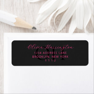 Modern Black and Pink Script Classic Address