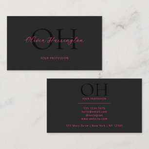 Modern Black and Pink Script Classic Business Card
