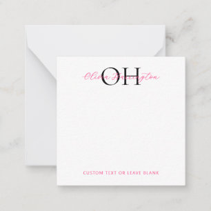 Modern Black and Pink Script Classic Square Card