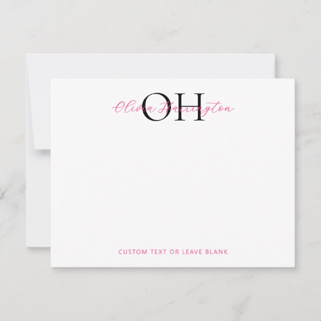 Modern Black and Pink Script Classic Typography Card (Front)