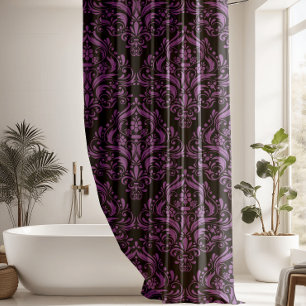 Modern Black And Purple Damask Pattern