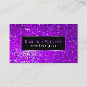 Modern Black And Purple Glitter & Sparkles Business Card