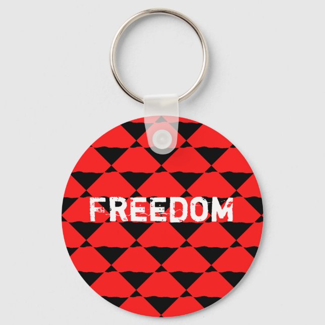 Modern Black and Red Abstract Pattern Keychain (Front)