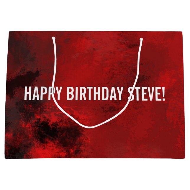 Modern Black and Red Artistic Abstract  Birthday Large Gift Bag (Front)