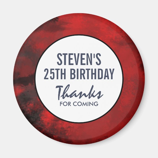 Modern Black and Red Artistic Abstract  Birthday Magnet (Front)