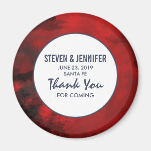Modern Black and Red Artistic Abstract Wedding Magnet