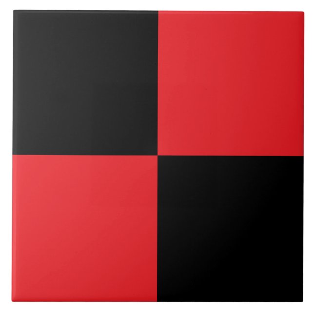 Modern Black and Red Chequered Ceramic Tile (Front)