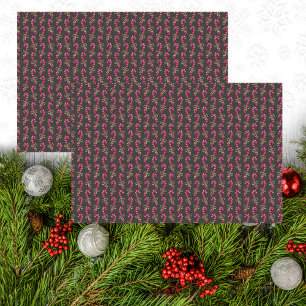 Modern Black and Red Classic Candy Cane Pattern Tissue Paper