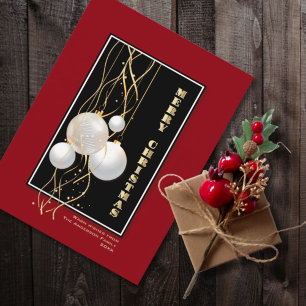 Modern Black and Red Merry Christmas Postcard