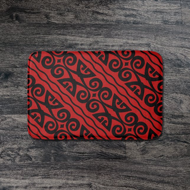 Modern Black And Red Pattern Bath Mat (Creator Uploaded)