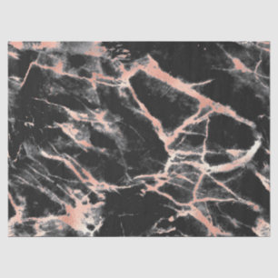 Modern Black and Rose Gold Marble Pattern Tissue Paper